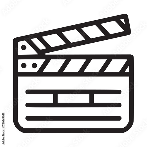 Illustration of a clapperboard, a symbol of filmmaking, movie production, and cinematic arts, ideal for designs related to film industry, video editing, or movie sets