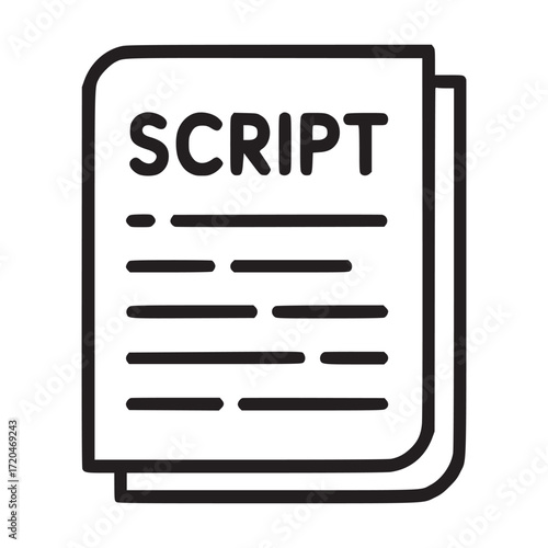 Vector art of a minimalist line art illustration of a script document, , perfect for representing screenwriting, filmmaking, or creative writing in a clean and modern style
