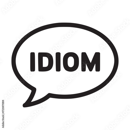 Illustration of a speech bubble with the word idiom, representing language, communication, and expression, suitable for educational materials, linguistic studies, and creative writing projects