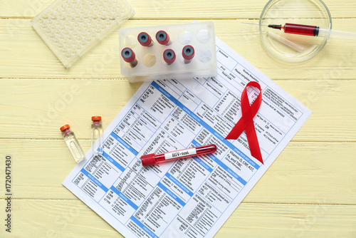 HIV blood test tube, labora...