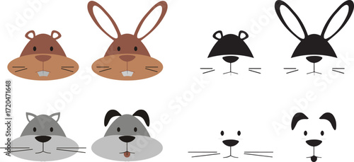 vector set of funny rabbits