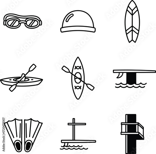 Water Sports and Summer Activities Icons