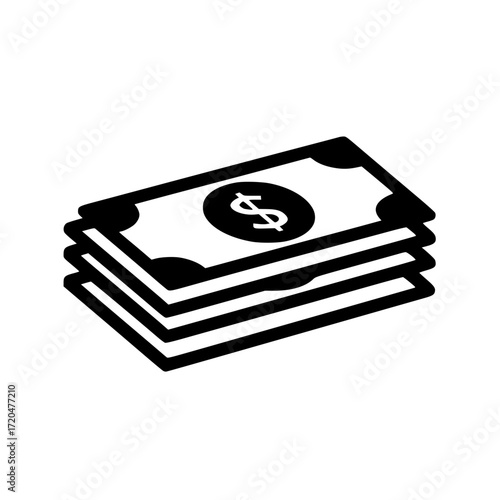 dollar banknotes silhouette in black and white style for finance and economy design.