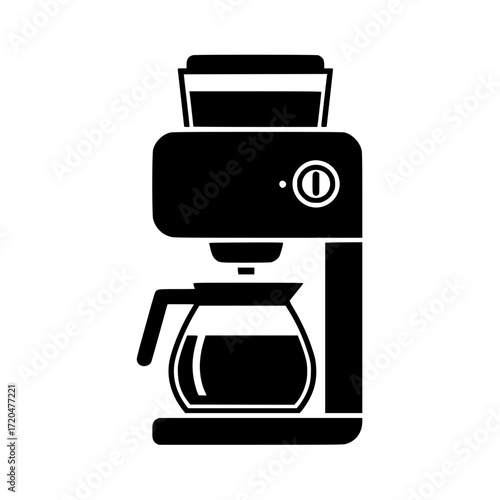 modern coffee brewing machine with glass carafe isolated on white background for beverage and kitchen design.