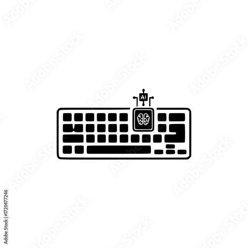computer keyboard with microchip symbol.