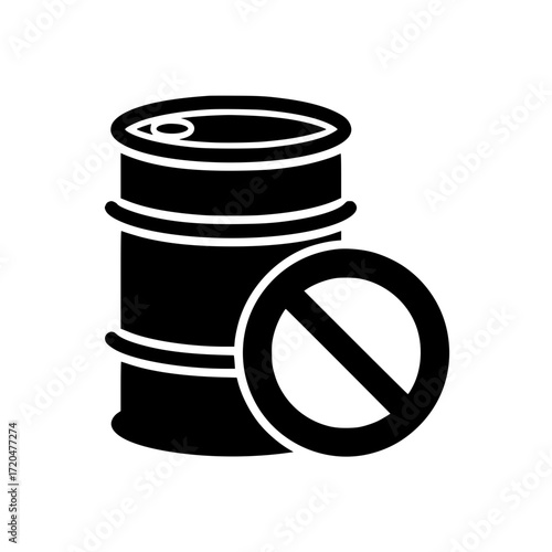 oil barrel with prohibition sign symbol.