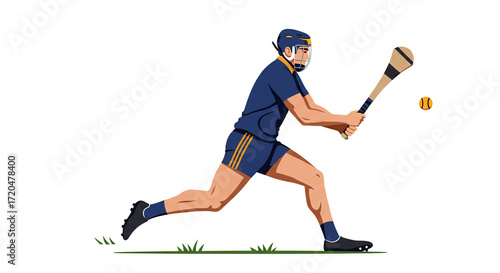 Dynamic Hurler in Action, Flat Style Illustration