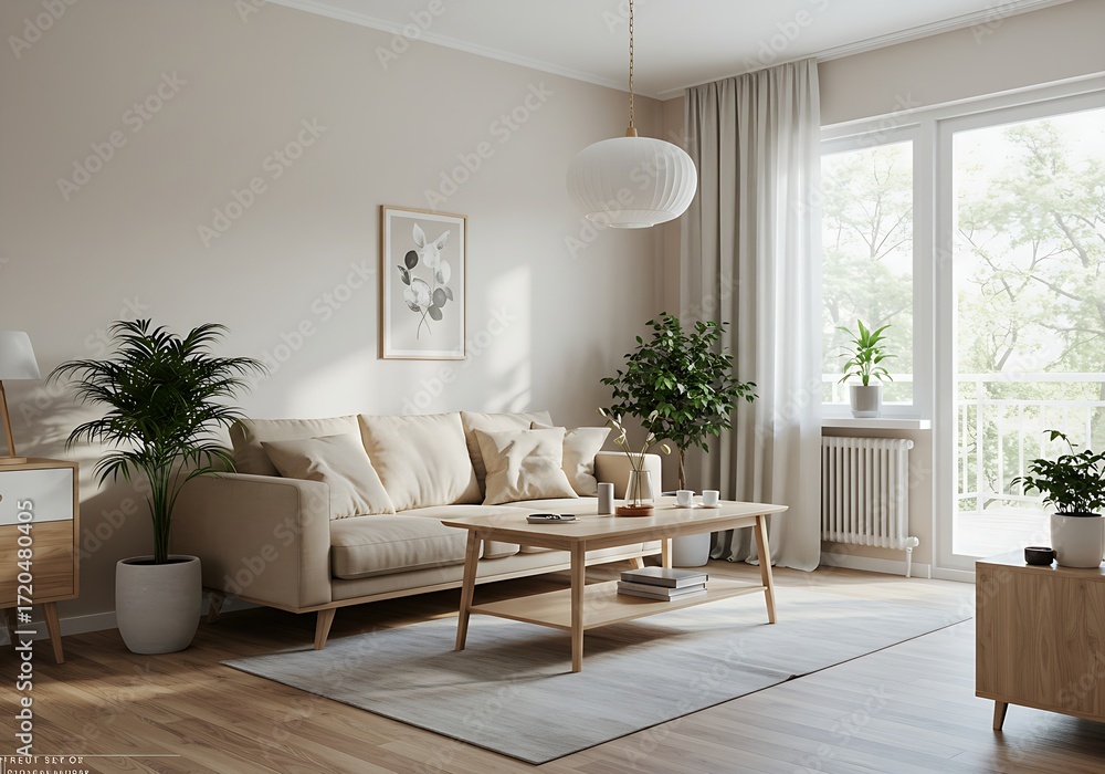 Fototapeta premium Modern Apartment Penthouse Design Light, Airy Living Space