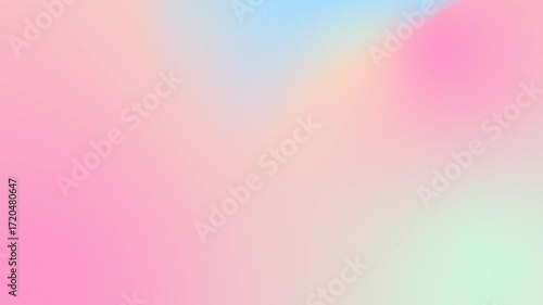 Seamless loop background in 4K with a pastel gradient of pink, blue, and mint hues, featuring smooth, blurred transitions and soft edges.
