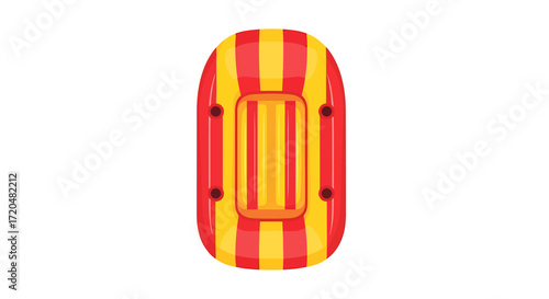 Inflatable Raft Illustration, Red and Yellow Rubber Boat for Summer Vacation