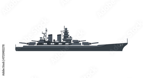Isolated Battleship Illustration on White Background