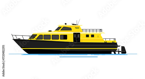 Yellow and Black Water Taxi Isolated Vector Illustration