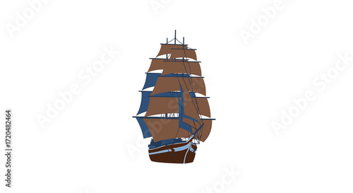 Illustration of a Tall Ship Sailing Vessel on White Background
