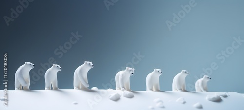 Tiny figures from life snow bear, Miniature Snow Bears in a Winter Wonderland, ai generative