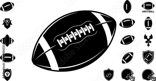 . American football ball illustration sign collection. American football symbol. Sport logo.