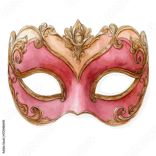 watercolor of Carnival Mask, vector, isolated on a white background.