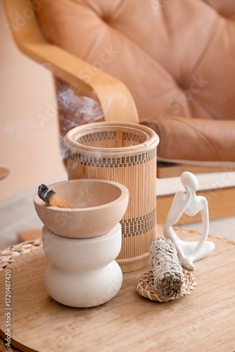 Bowl with Palo Santo, incen...