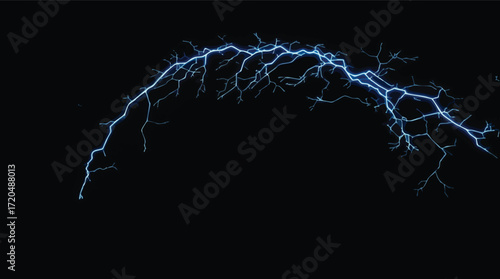 Blue Lightning Bolt Arc Across Dark Black Background electricity electric.
