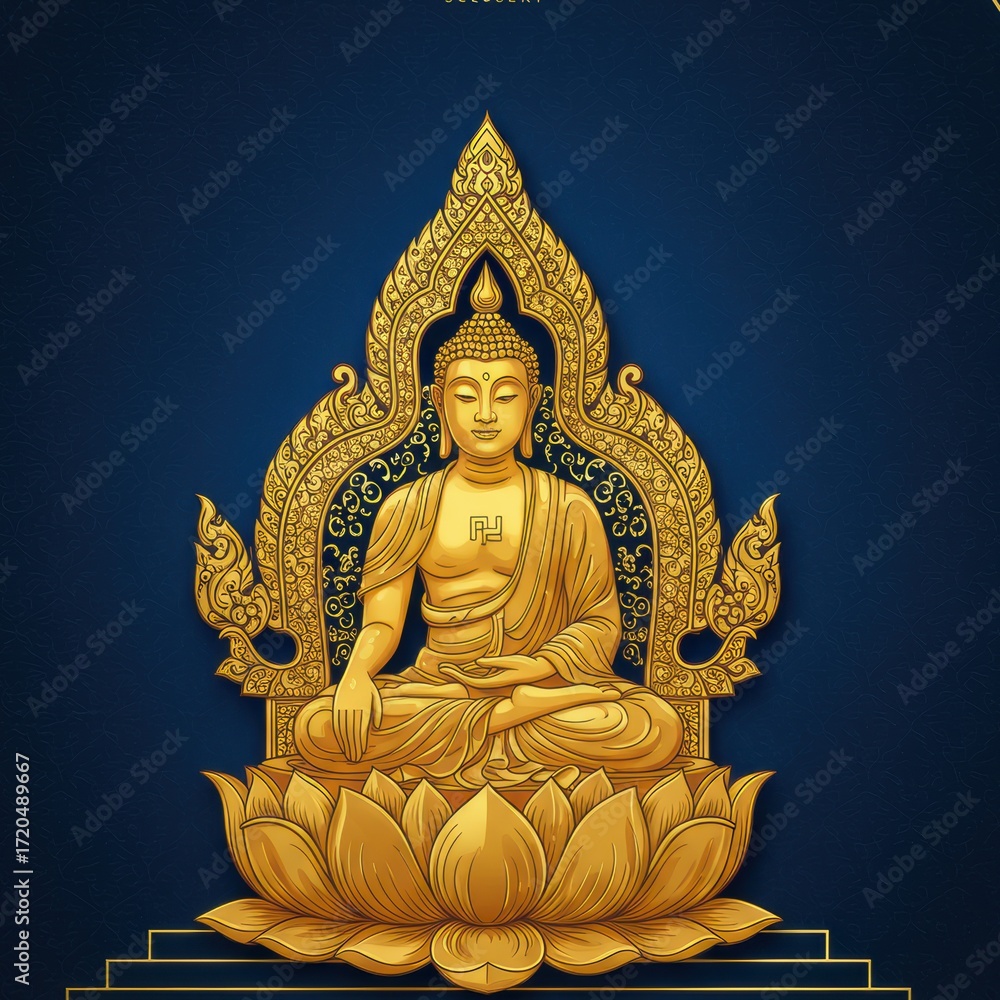 Obraz premium Happy Rarih Golden Buddha Image for Buddhist Celebration