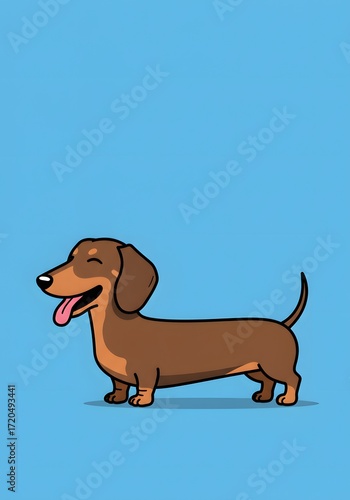 Happy Cartoon Dachshund Dog Standing, Vector Illustration