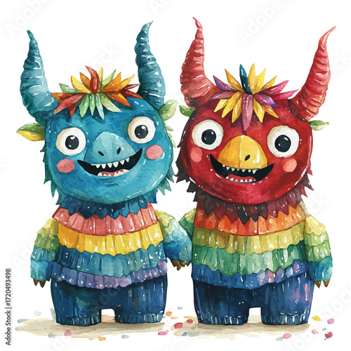 Bolivian Devil Parade, watercolor illustration vector, isolated on a white background.