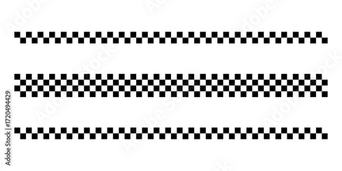 Black and white checkered rectangular frame. Square racing checkerboard pattern. Chessboard geometric pattern. Rally checkerboard pattern. Finish racing frame. Vector illustration on white background