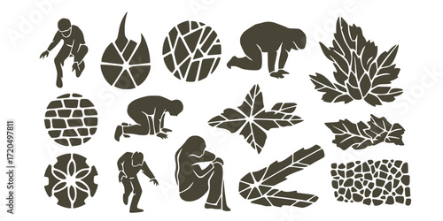 Dynamic stencil black and white set for creative designs