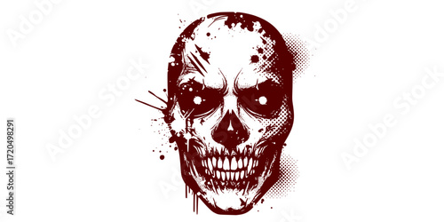 Grunge black and white zombie mask illustration
