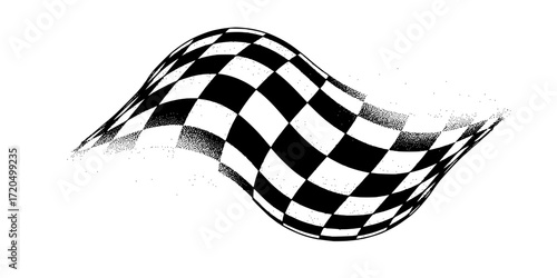 warped checkerboard with stipple dotwork design