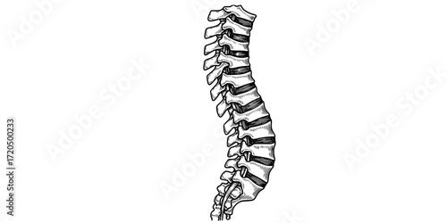 Engraved illustration of human spine anatomy -