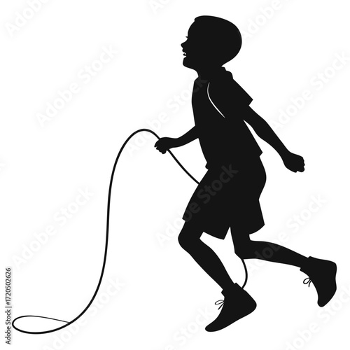 Child jumping rope silhouette
