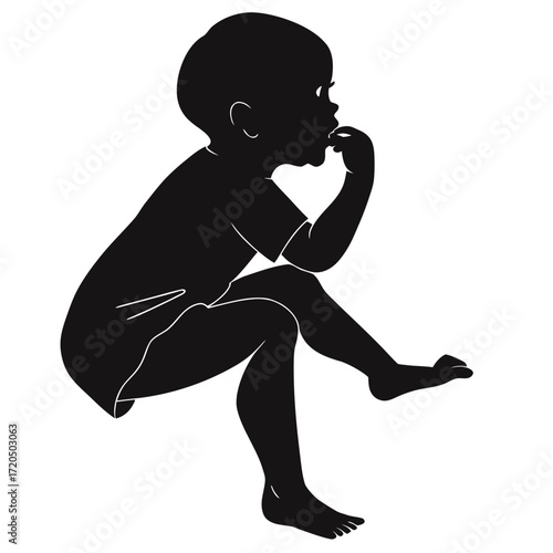 Baby sucking thumb silhouette