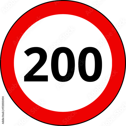 Speed limit 200 Traffic Sign