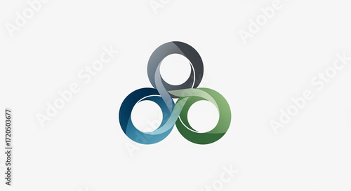 Abstract geometric logo design with three interlocking infinity loops symbolizing synergy, connection, and eternal concepts on a clean background