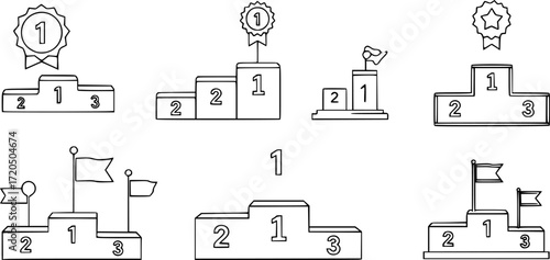 Stroke line icons set of podium.