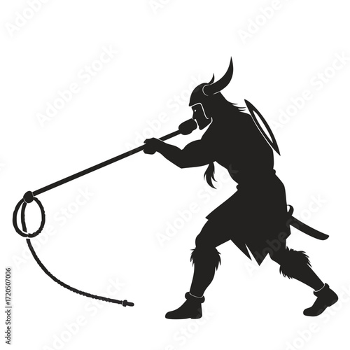 Viking pulling rope silhouette