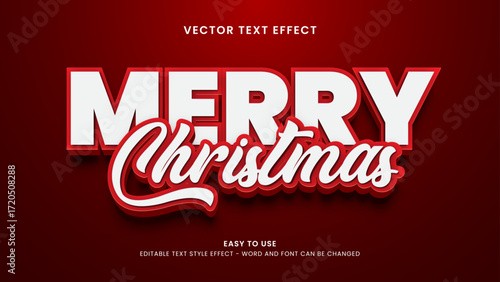 editable text effect merry christmas 3d style premium vector