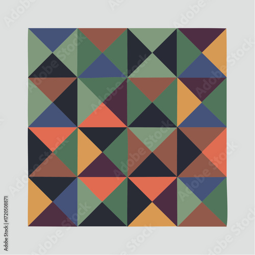 triangle mosaic geometric triangle repeat for modern interiors and stationery — bold color tiling that attracts contemporary brands