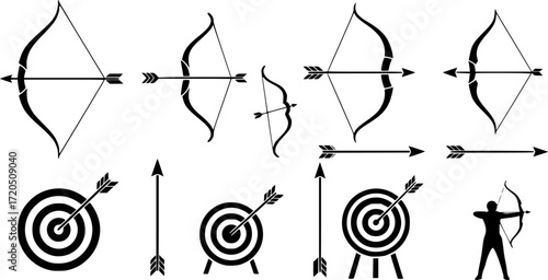 bow icon vector set archer illustration sign collection . archery symbol bowman logo.