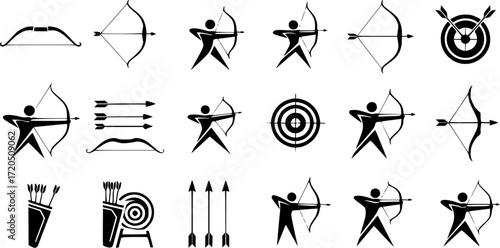 bow icon vector set archer illustration sign collection . archery symbol bowman logo.