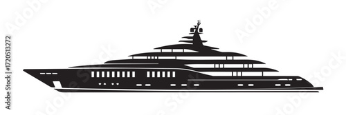 premium superyacht silhouette vector multi deck yacht profile perfect for maritime design presentation and print
