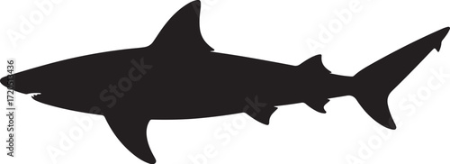 shark silhouette vector in profile simple solid black sea predator clipart for logo packaging and editorial use
