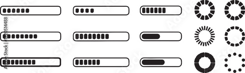 versatile loader kit horizontal and segmented progress bars dot spinners and circular rings for ui ux wireframes templates ai eps png jpeg