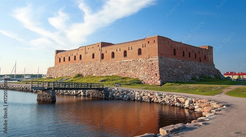 Fototapeta premium Ancient fortress by a tranquil water