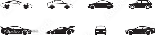vector collection of car silhouettes with sports coupe sedan hatchback wagon muscle and race car outline icons