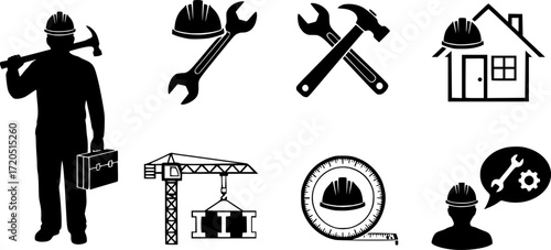 Builder icon vector set. worker illustration sign collection. construction symbol.

