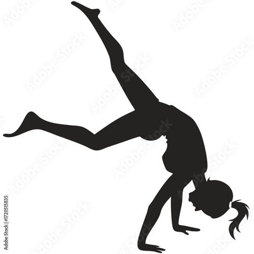 Gymnast landing flip silhouette