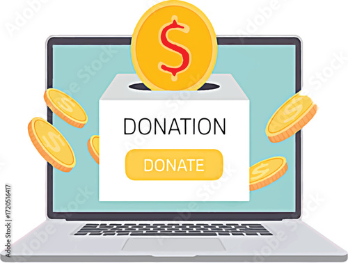Digital Giving and Online Donation Platform Concept on Laptop Screen, Facilitating Charitable Contributions and Financial Support for Various Causes Electronically