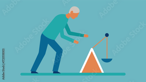 A person with Parkinsons disease using a metronome tool which provides a rhythmic sound to assist with movement and coordination.. Vector illustration