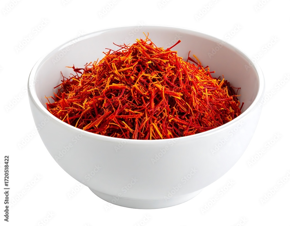 Fototapeta premium Saffron threads in a white bowl (1)